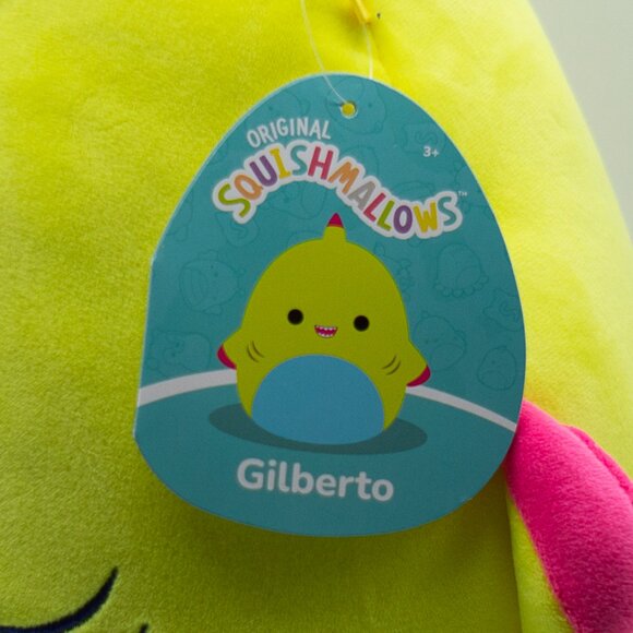 12" Gilberto the Pink tip Yellow Shark Squishmallows Plush Toy BNWT - Picture 4 of 5